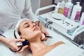 Face Skin Care. Close-up Of Woman Getting Facial Hydro Microdermabrasion Peeling Treatment At Cosmetic Beauty Spa Clinic Royalty Free Stock Photo