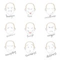 Face Smile Emotions Sketch Hand Draw Head Vector
