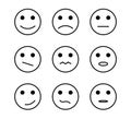 Face smile icon line drawing positive, negative neutral opinion vector signs. Royalty Free Stock Photo