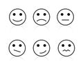 Face smile icon line drawing positive, negative neutral opinion vector signs. Royalty Free Stock Photo