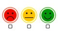 Face smile icon positive, negative neutral opinion vector rate button signs on white background Royalty Free Stock Photo