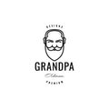 Face smile old man grandfather minimalist logo design vector