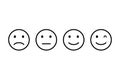 Face smile outline icon on transparent background. Isolated set of black emoticon sign. Happy and sad emotion. Round shape of mood Royalty Free Stock Photo