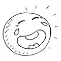 Smiling face icon. Face with a smile. Vector illustration of a laughing face. Hand drawn laughing face