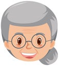 Face of smiley grandma in cartoon style Royalty Free Stock Photo