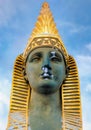 The face of the sphinx on The Egyptian bridge in Saint Petersburg. Royalty Free Stock Photo