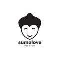 Face sumo with love logo design vector graphic symbol icon sign illustration creative idea