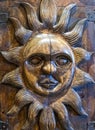 Huge carved wooden sun, artwork Royalty Free Stock Photo