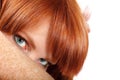 Face teen girl beautiful freckles redheaded Royalty Free Stock Photo