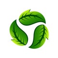 Leaf recycle logo icon in white. Royalty Free Stock Photo