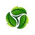 Leaf recycle logo icon in white. Royalty Free Stock Photo