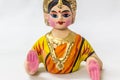 Face of a Thanjavur dancing doll Called as Thalaiyatti Bommai in Tamil language with look alike traditional dress and oranments Royalty Free Stock Photo