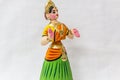 Face of a Thanjavur dancing doll Called as Thalaiyatti Bommai in Tamil language with look alike traditional dress and oranments Royalty Free Stock Photo