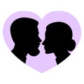 Face to face a girl and a young man in a heart frame illustration Royalty Free Stock Photo