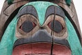 Face on a totem pole in Duncan British Columbia Canada Royalty Free Stock Photo