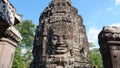 Face tower at the Bayon Temple in Angkor wat complex, Siem Reap Cambodia Royalty Free Stock Photo