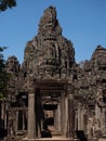 Face Tower over the Entrance into the Bayon Temple Royalty Free Stock Photo