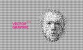 A face transformed from neatly arranged particles, vector illustration