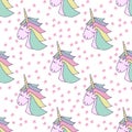 Face unicorn doodle seamless 2