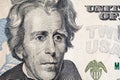 Face on US twenty or 20 dollars bill macro, united states