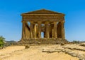 A face on view of the Temple of Concordia in the ancient Sicilian city of Agrigento Royalty Free Stock Photo