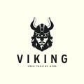 face viking vintage style logo vector template illustration design, helmet viking icon concept Royalty Free Stock Photo