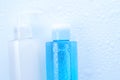 Face wash cleansing gel, toner with water drops. Royalty Free Stock Photo