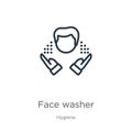 Face washer icon. Thin linear face washer outline icon isolated on white background from hygiene collection. Line vector face Royalty Free Stock Photo