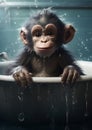 Face water cute primate wild ape wildlife mammal monkey animal nature Royalty Free Stock Photo