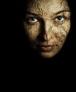 Face of woman with cracked dry skin Royalty Free Stock Photo