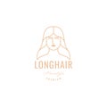 Face woman long hair beauty feminine line logo design vector