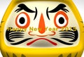 Face Of Yellow Daruma Doll With Greeting