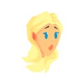 Face of a young beautiful blonde woman, positive female character cartoon vector illustration