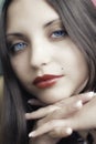 Face of young beautiful brunette woman Royalty Free Stock Photo