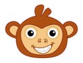 Face of a young child disguised in a monkey costume, very smiling with black eyes - vector