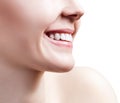 Face of young woman with healthy white teeth. Royalty Free Stock Photo
