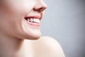 Face of young woman with healthy white teeth. Royalty Free Stock Photo