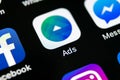 Facebook Ads application icon on Apple iPhone X screen close-up. Facebook Business app icon. Facebook Ads mobile application. Soc Royalty Free Stock Photo