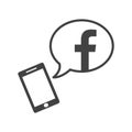 Facebook app on smartphone. Flat icon with speech bubble.