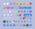 Facebook button icon. Set screen social media and social network interface template. Stories user button, symbol