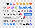 Facebook button icon. Set screen social media and social network interface template. Stories user button, symbol, sign logo.