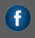 Facebook button, social media, communicate, chat logo in a shine medal vector