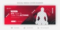 Gym and fitness facebook cover banner template design