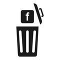 Facebook delete the f icon. throw away. vector icon