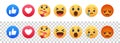 Facebook emoji. Facebook button set of 7 Emoji Reactions. We are together this is new smile. Vinnitsa, Ukraine - June 17, 2020