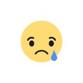 Facebook emoticon button. Sad Emoji Reaction for Social Network. Kyiv, Ukraine - December 16, 2019