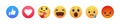 Facebook emoticon buttons. Collection of Emoji Reactions for Social Network. Kyiv, Ukraine - April 18, 2020