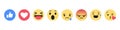 Facebook emoticon buttons. Collection Social Network. Kyiv, Ukraine - January 5, 2020