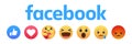 Facebook emoticon buttons. Collection of Emoji Reactions for Social Network. Kyiv, Ukraine - June 28, 2020