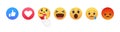 Facebook emoticon buttons. Collection of Emoji Reactions for Social Network. Kyiv, Ukraine - May 24, 2020
